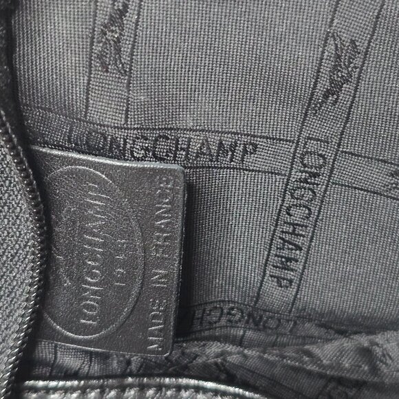 Vintage Longchamp Roseau Small Black Grain Leather Crossbody Shoulder Bag AS IS - Picture 10 of 13